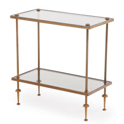 Maison Jansen French Brass and Smoked Glass End Table in the manner of Maison Jansen C 1950