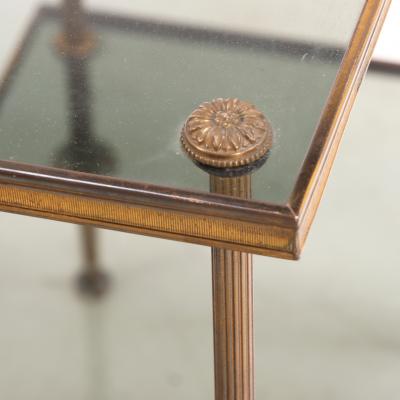 Maison Jansen French Brass and Smoked Glass End Table in the manner of Maison Jansen C 1950