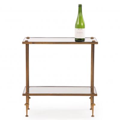 Maison Jansen French Brass and Smoked Glass End Table in the manner of Maison Jansen C 1950