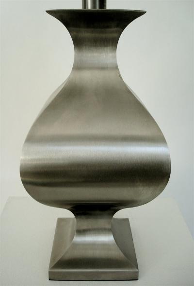 Maison Jansen French Brushed Stainless Steel Table Lamp by Francois See for Maison Jansen