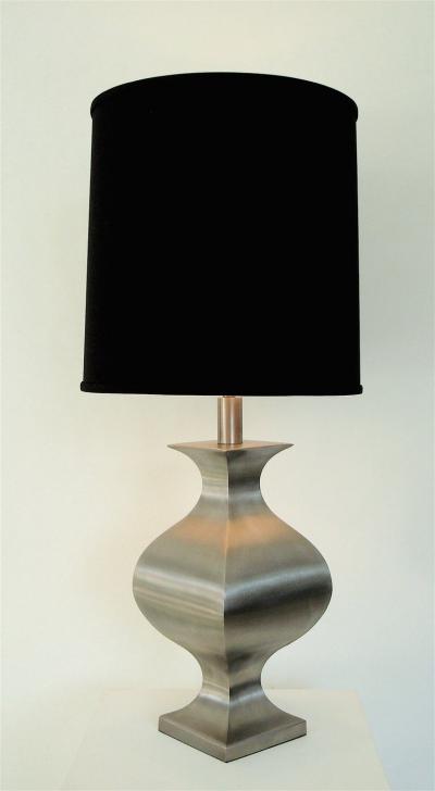Maison Jansen French Brushed Stainless Steel Table Lamp by Francois See for Maison Jansen