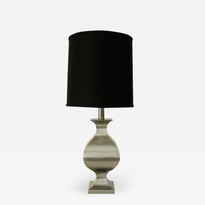 Maison Jansen French Brushed Stainless Steel Table Lamp by Francois See for Maison Jansen