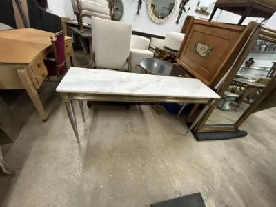 Maison Jansen French Directoire Style Stainless Steel And Bronze Console Table