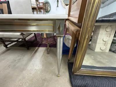 Maison Jansen French Directoire Style Stainless Steel And Bronze Console Table