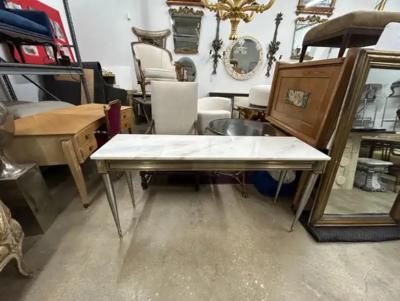 Maison Jansen French Directoire Style Stainless Steel And Bronze Console Table