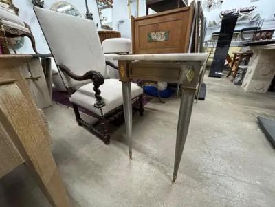 Maison Jansen French Directoire Style Stainless Steel And Bronze Console Table
