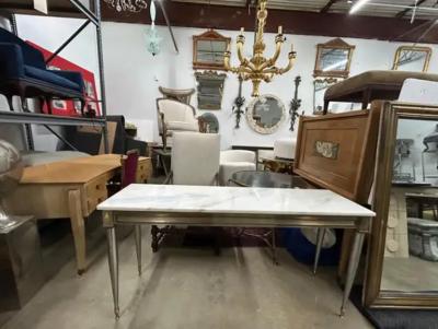 Maison Jansen French Directoire Style Stainless Steel And Bronze Console Table