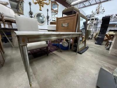 Maison Jansen French Directoire Style Stainless Steel And Bronze Console Table