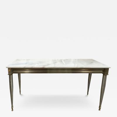 Maison Jansen French Directoire Style Stainless Steel And Bronze Console Table