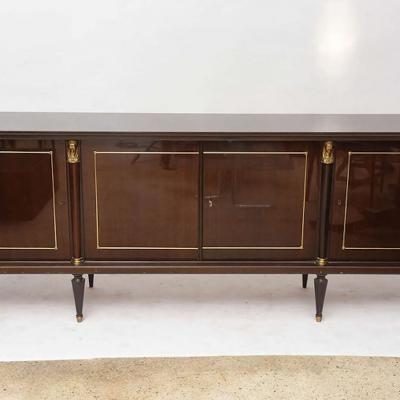 Maison Jansen French Empire Style Palisander and Bronze Mounted Credenza Attributed to Jansen