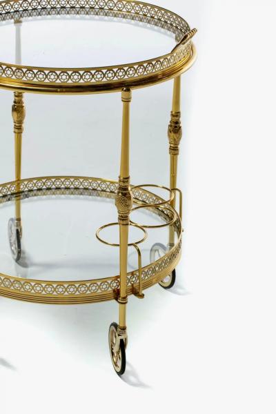 Maison Jansen French Hollywood Regency Brass Bar Cart with Star Motif c 1960s