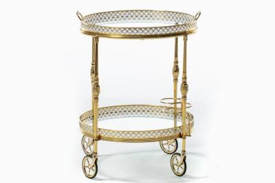 Maison Jansen French Hollywood Regency Brass Bar Cart with Star Motif c 1960s