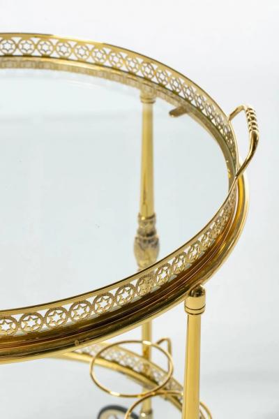 Maison Jansen French Hollywood Regency Brass Bar Cart with Star Motif c 1960s