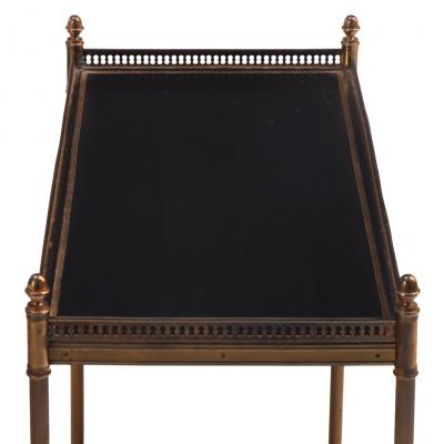 Maison Jansen French Leather and Brass Two Tier Table in the Manner of Maison Jansen C 1950