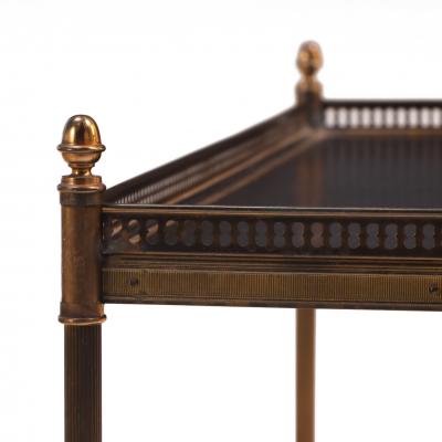Maison Jansen French Leather and Brass Two Tier Table in the Manner of Maison Jansen C 1950