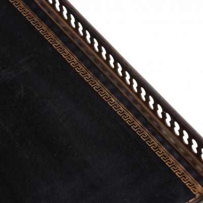 Maison Jansen French Leather and Brass Two Tier Table in the Manner of Maison Jansen C 1950