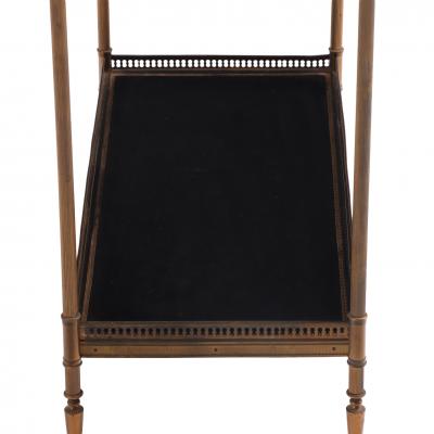 Maison Jansen French Leather and Brass Two Tier Table in the Manner of Maison Jansen C 1950
