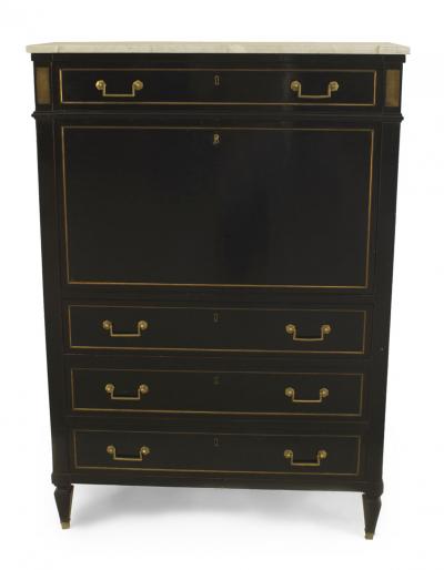 Maison Jansen French Louis XVI Style Ebonized Secretary Desk