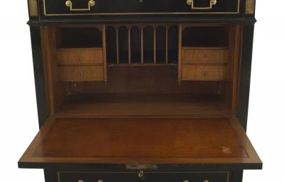 Maison Jansen French Louis XVI Style Ebonized Secretary Desk
