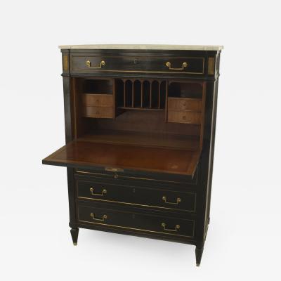 Maison Jansen French Louis XVI Style Ebonized Secretary Desk