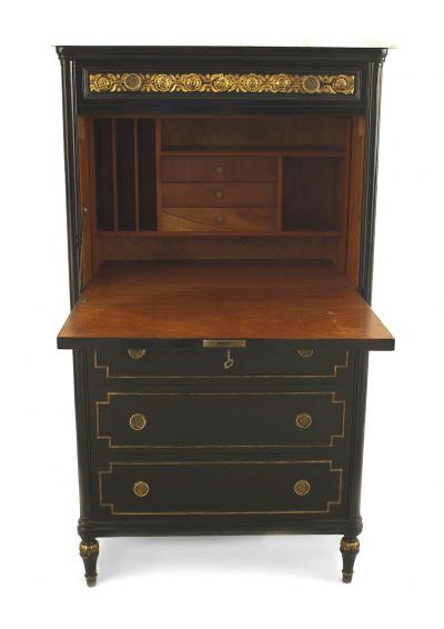 Maison Jansen French Louis XVI Style Ebonized Secretary Desk