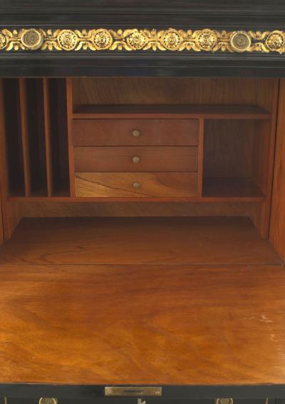 Maison Jansen French Louis XVI Style Ebonized Secretary Desk