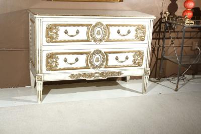 Maison Jansen French Louis XVI Style Painted Commode Stamped Jansen