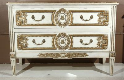 Maison Jansen French Louis XVI Style Painted Commode Stamped Jansen