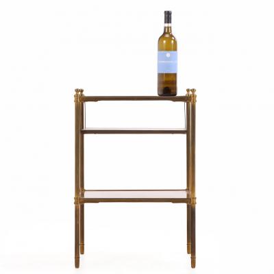 Maison Jansen French Mahogany and Brass Three Tier Table C 1950
