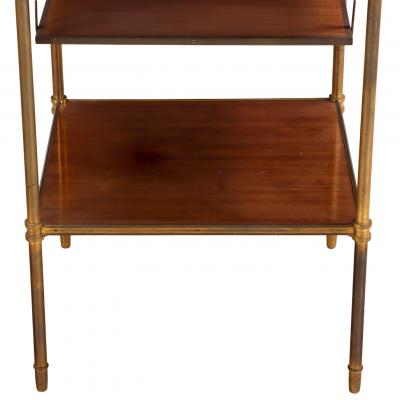 Maison Jansen French Mahogany and Brass Three Tier Table C 1950