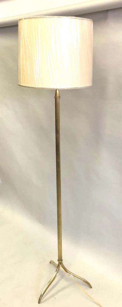 Maison Jansen French Mid Century Modern Neoclassical Brass Floor Lamp by Maison Jansen