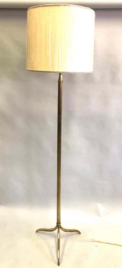 Maison Jansen French Mid Century Modern Neoclassical Brass Floor Lamp by Maison Jansen