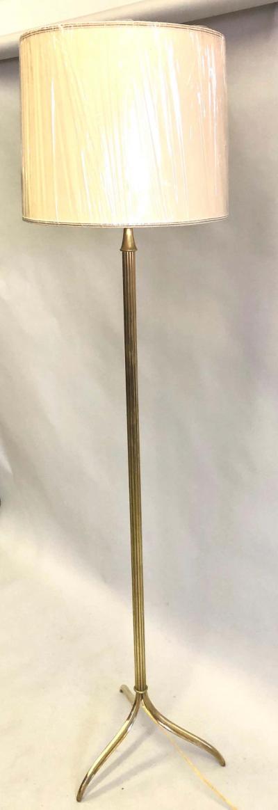 Maison Jansen French Mid Century Modern Neoclassical Brass Floor Lamp by Maison Jansen