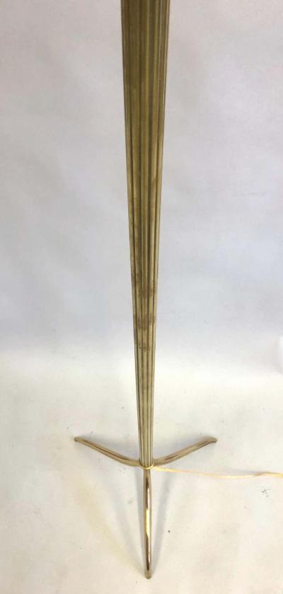 Maison Jansen French Mid Century Modern Neoclassical Brass Floor Lamp by Maison Jansen