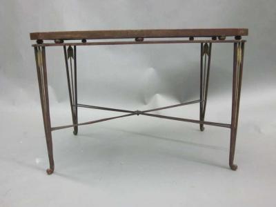 Maison Jansen French Mid Century Modern Neoclassical Gilt Iron Coffee Table by Maison Jansen
