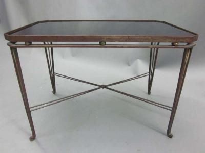 Maison Jansen French Mid Century Modern Neoclassical Gilt Iron Coffee Table by Maison Jansen