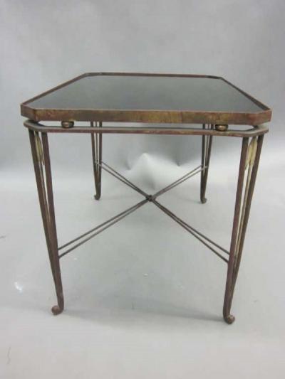 Maison Jansen French Mid Century Modern Neoclassical Gilt Iron Coffee Table by Maison Jansen