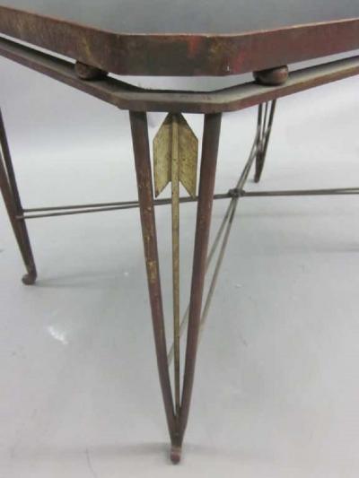 Maison Jansen French Mid Century Modern Neoclassical Gilt Iron Coffee Table by Maison Jansen