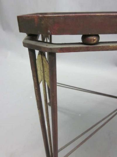 Maison Jansen French Mid Century Modern Neoclassical Gilt Iron Coffee Table by Maison Jansen