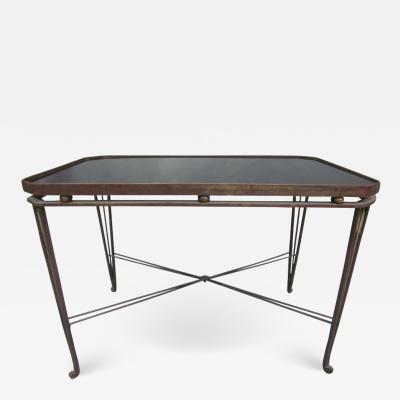 Maison Jansen French Mid Century Modern Neoclassical Gilt Iron Coffee Table by Maison Jansen