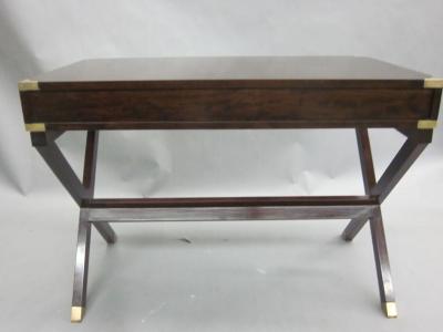 Maison Jansen French Mid Century Modern Neoclassical Mahogany Campaign Desk by Maison Jansen