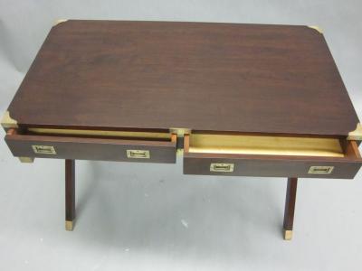 Maison Jansen French Mid Century Modern Neoclassical Mahogany Campaign Desk by Maison Jansen