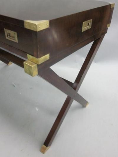 Maison Jansen French Mid Century Modern Neoclassical Mahogany Campaign Desk by Maison Jansen