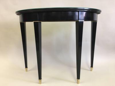 Maison Jansen French Modern Neoclassical Black Lacquer Demilune Console by Maison Jansen