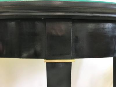 Maison Jansen French Modern Neoclassical Black Lacquer Demilune Console by Maison Jansen