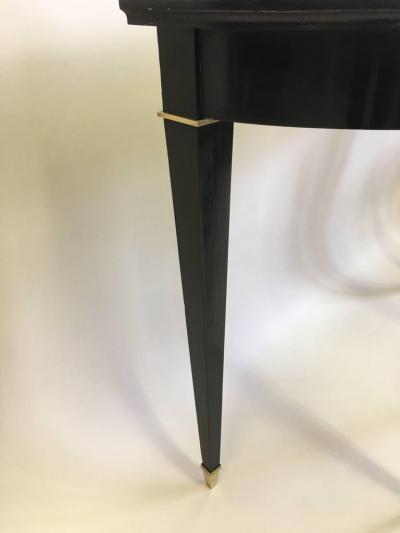 Maison Jansen French Modern Neoclassical Black Lacquer Demilune Console by Maison Jansen