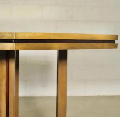 Maison Jansen French Modern Neoclassical Brass Red Lacquer Dining Table Maison Jansen 1970