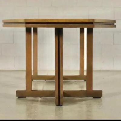 Maison Jansen French Modern Neoclassical Brass Red Lacquer Dining Table Maison Jansen 1970
