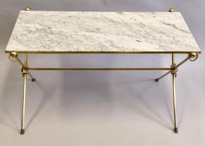 Maison Jansen French Modern Neoclassical Brass and Marble Coffee Table by Maison Jansen
