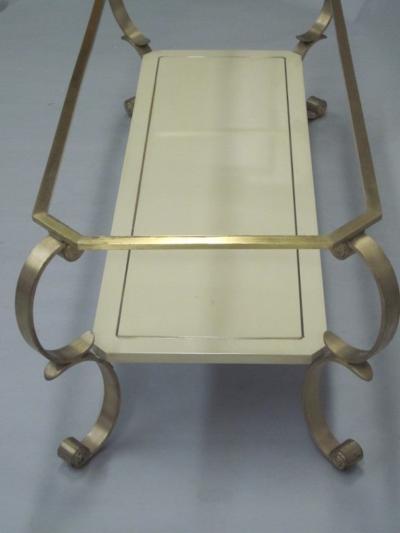 Maison Jansen French Modern Neoclassical Lacquer Glass 2 Tier Cocktail Table Maison Jansen